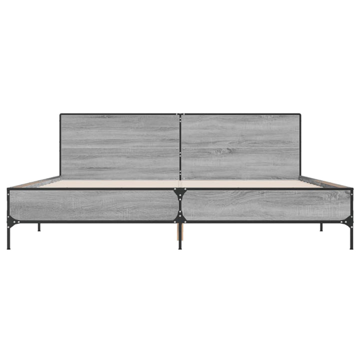 sengestel 200x200 cm konstrueret træ og metal grå sonoma-eg