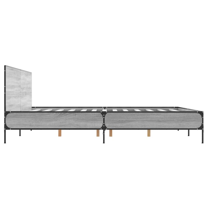sengestel 200x200 cm konstrueret træ og metal grå sonoma-eg