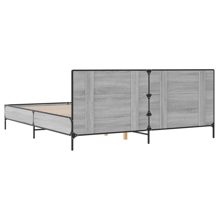 sengestel 200x200 cm konstrueret træ og metal grå sonoma-eg