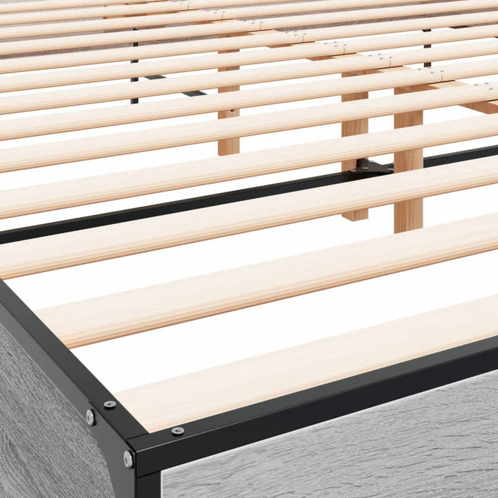 sengestel 200x200 cm konstrueret træ og metal grå sonoma-eg