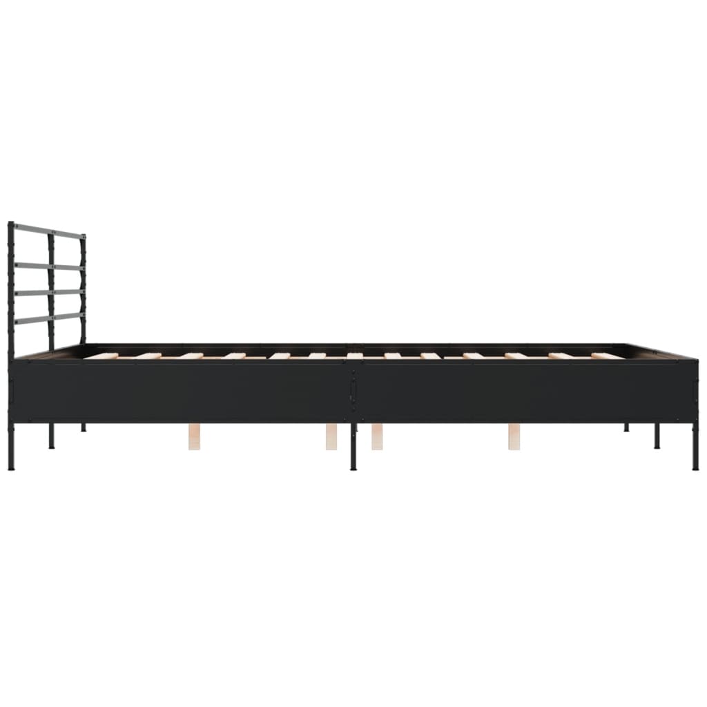 sengestel 150x200 cm konstrueret træ og metal sort
