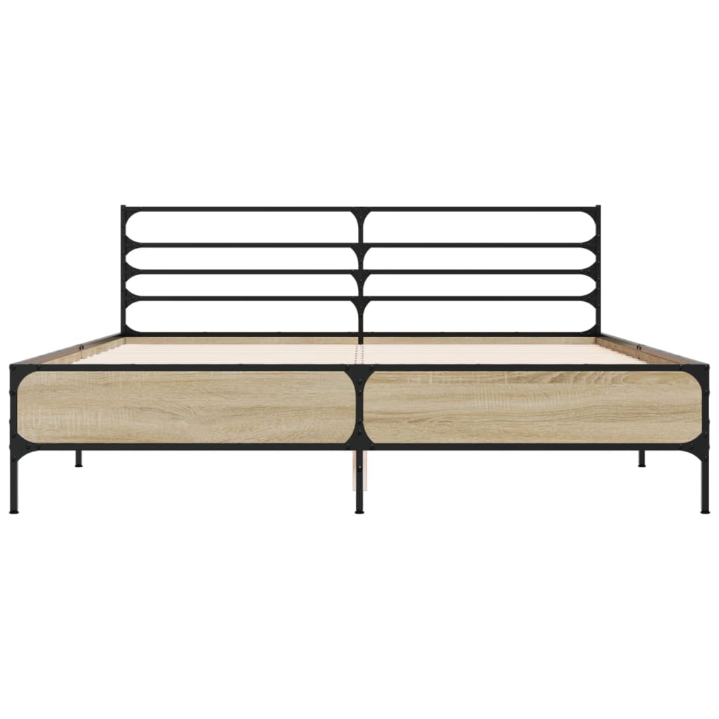 sengestel 150x200 cm konstrueret træ og metal sonoma-eg