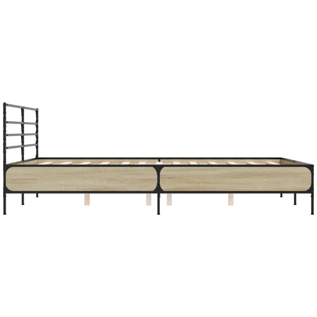 sengestel 150x200 cm konstrueret træ og metal sonoma-eg