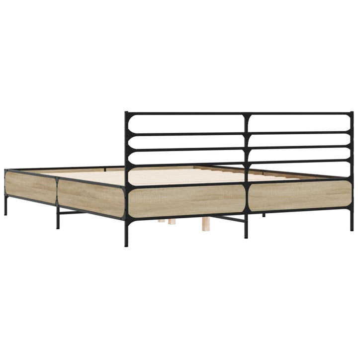 sengestel 150x200 cm konstrueret træ og metal sonoma-eg