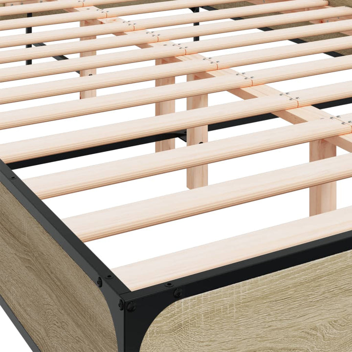 sengestel 150x200 cm konstrueret træ og metal sonoma-eg