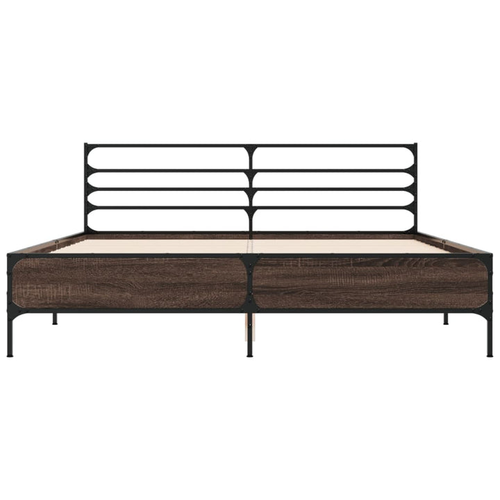 sengestel 150x200cm konstrueret træ og metal røget egetræsfarve
