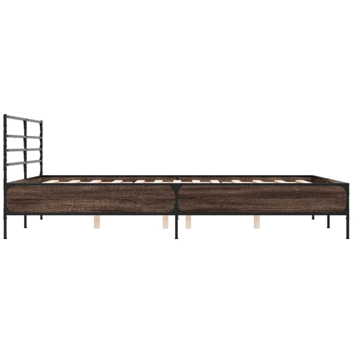 sengestel 150x200cm konstrueret træ og metal røget egetræsfarve