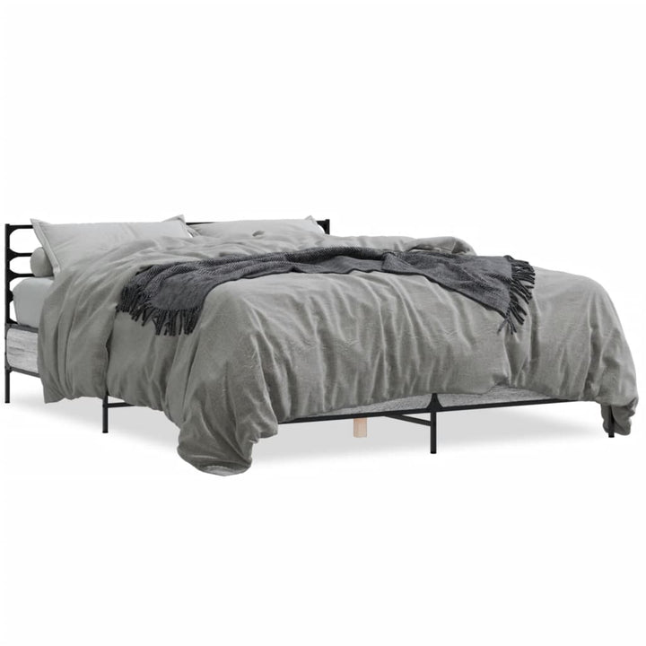 sengestel 150x200 cm konstrueret træ og metal grå sonoma-eg