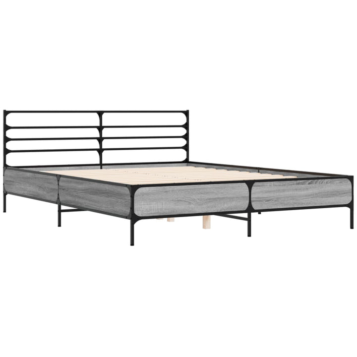 sengestel 150x200 cm konstrueret træ og metal grå sonoma-eg