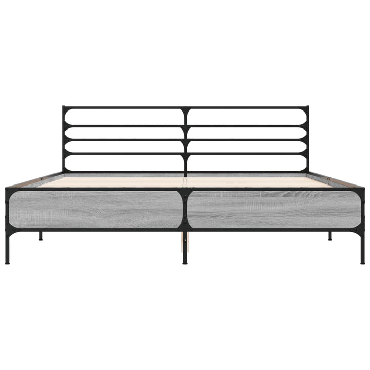 sengestel 150x200 cm konstrueret træ og metal grå sonoma-eg