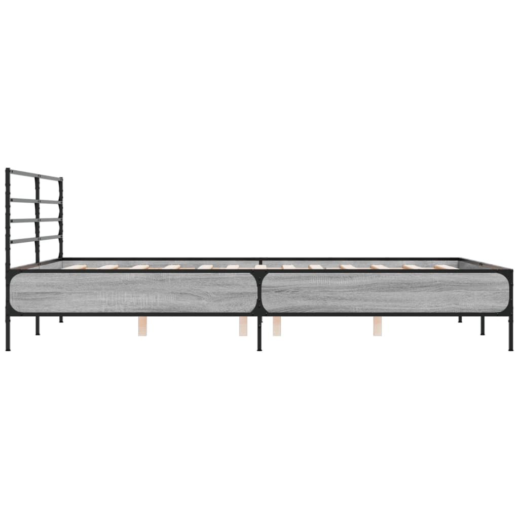 sengestel 150x200 cm konstrueret træ og metal grå sonoma-eg