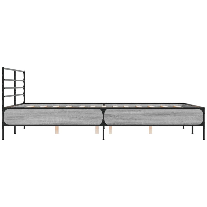 sengestel 150x200 cm konstrueret træ og metal grå sonoma-eg