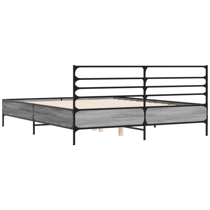 sengestel 150x200 cm konstrueret træ og metal grå sonoma-eg