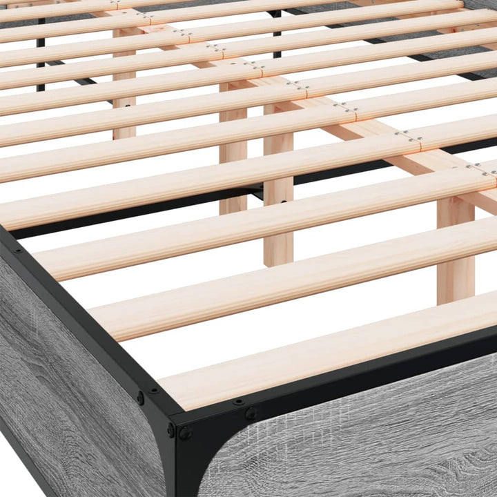 sengestel 150x200 cm konstrueret træ og metal grå sonoma-eg