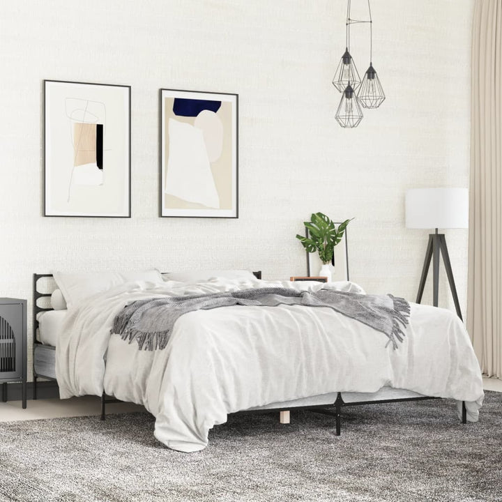 sengestel 150x200 cm konstrueret træ og metal grå sonoma-eg