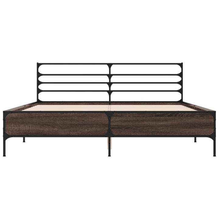 sengestel 150x200 cm konstrueret træ og metal brun egetræ
