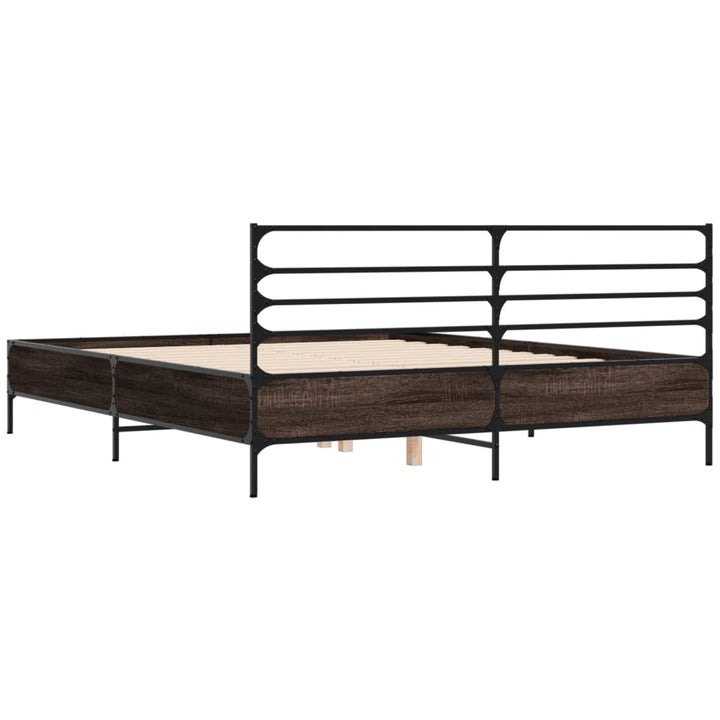 sengestel 150x200 cm konstrueret træ og metal brun egetræ