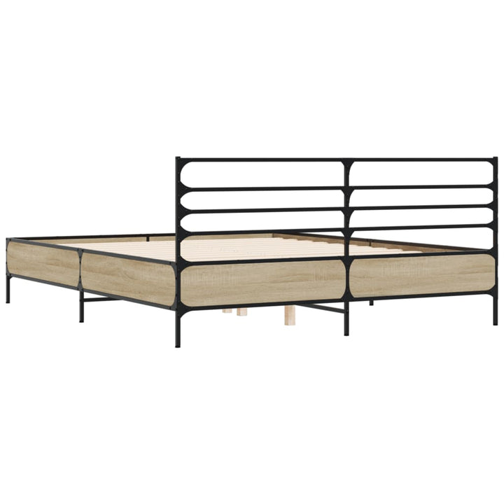 sengestel 160x200 cm konstrueret træ og metal sonoma-eg