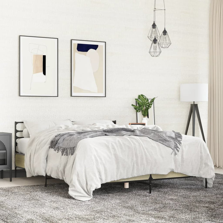 sengestel 160x200 cm konstrueret træ og metal sonoma-eg