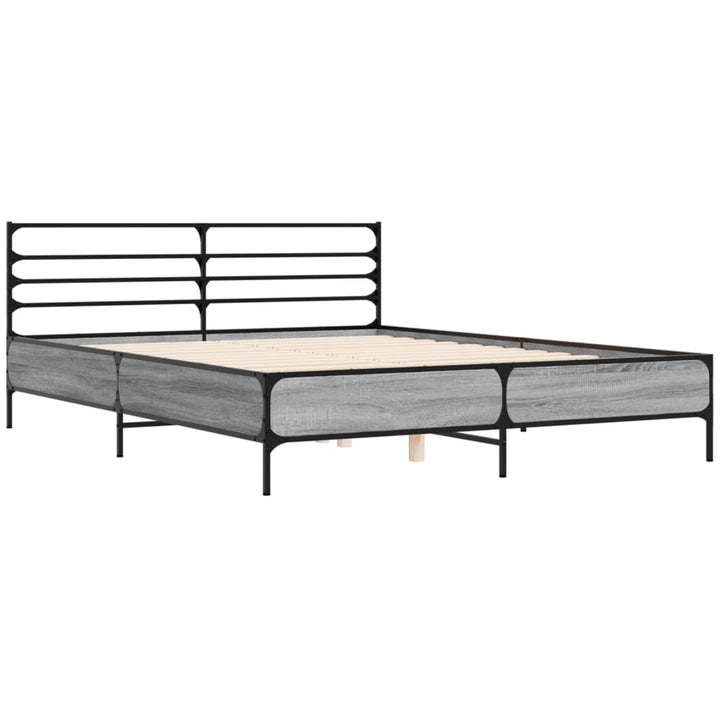 sengestel 160x200 cm konstrueret træ og metal grå sonoma-eg