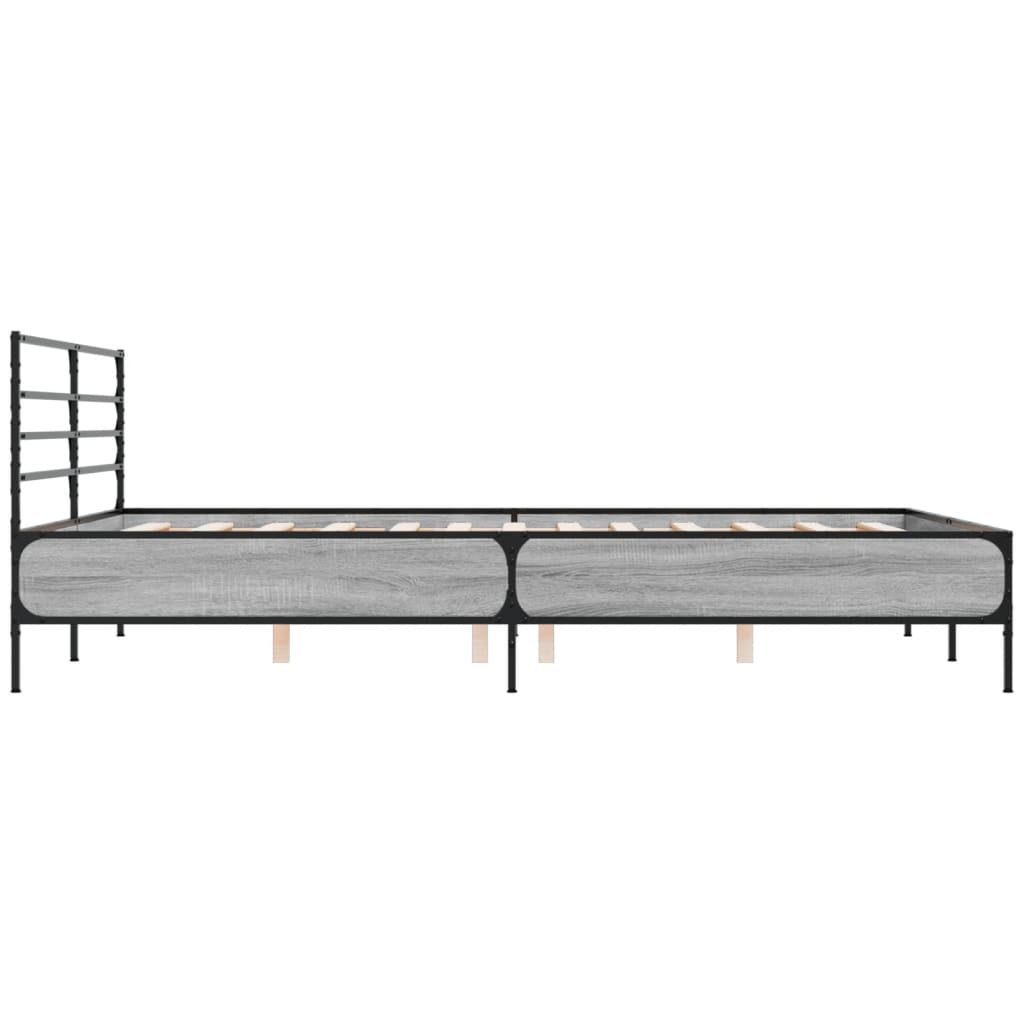 sengestel 160x200 cm konstrueret træ og metal grå sonoma-eg