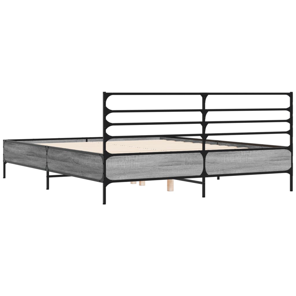 sengestel 160x200 cm konstrueret træ og metal grå sonoma-eg