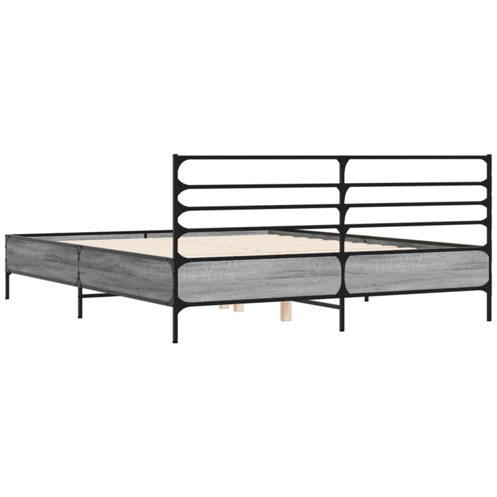 sengestel 160x200 cm konstrueret træ og metal grå sonoma-eg