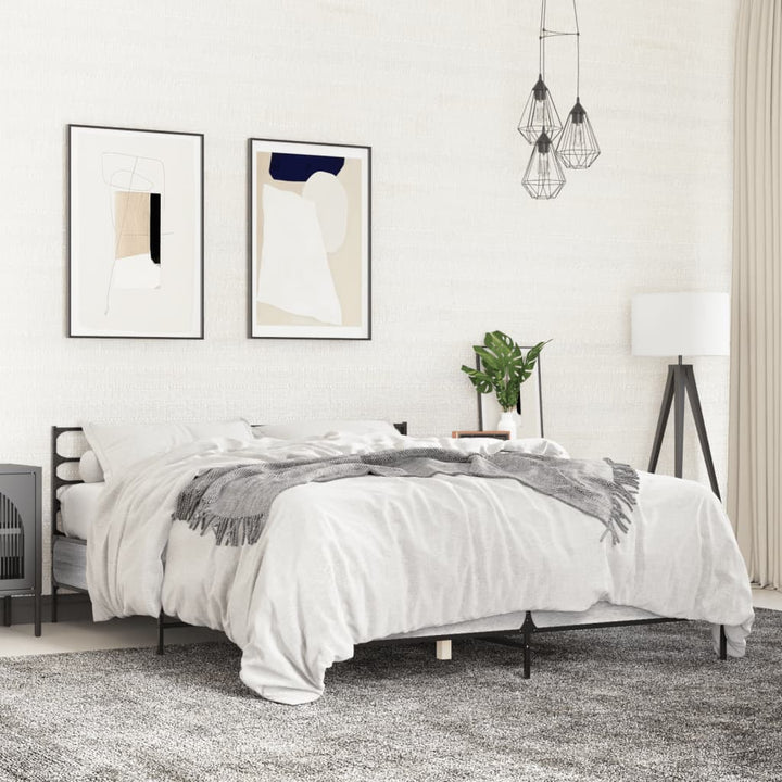 sengestel 160x200 cm konstrueret træ og metal grå sonoma-eg