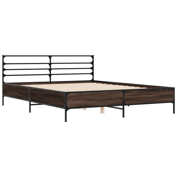sengestel 160x200 cm konstrueret træ og metal brun egetræ