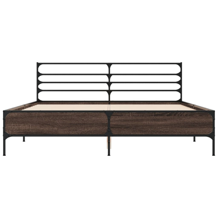 sengestel 160x200 cm konstrueret træ og metal brun egetræ