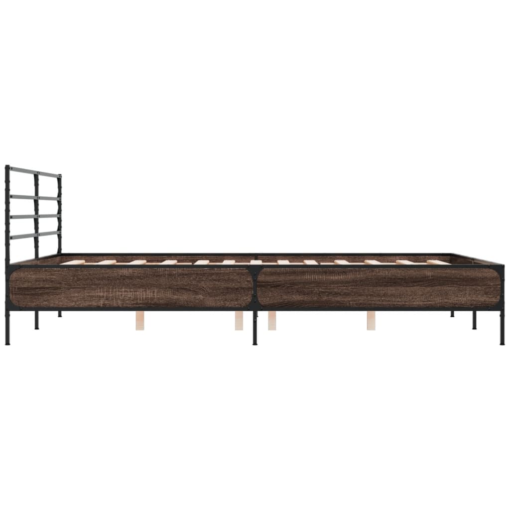 sengestel 160x200 cm konstrueret træ og metal brun egetræ
