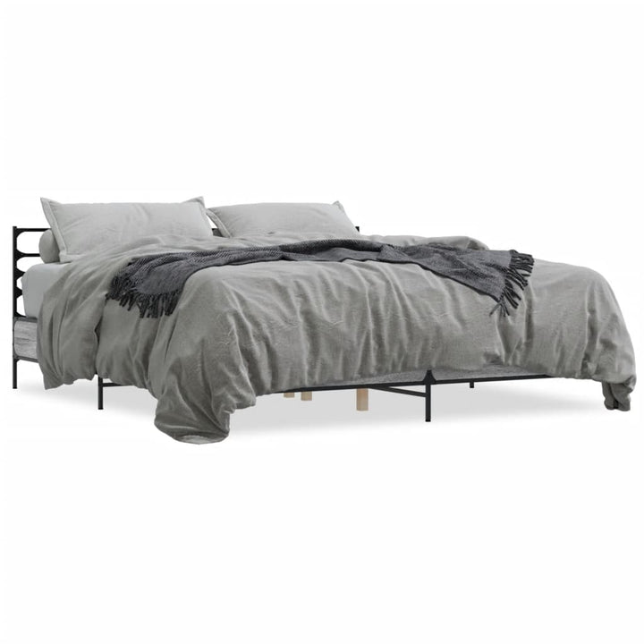 sengestel 200x200 cm konstrueret træ og metal grå sonoma-eg