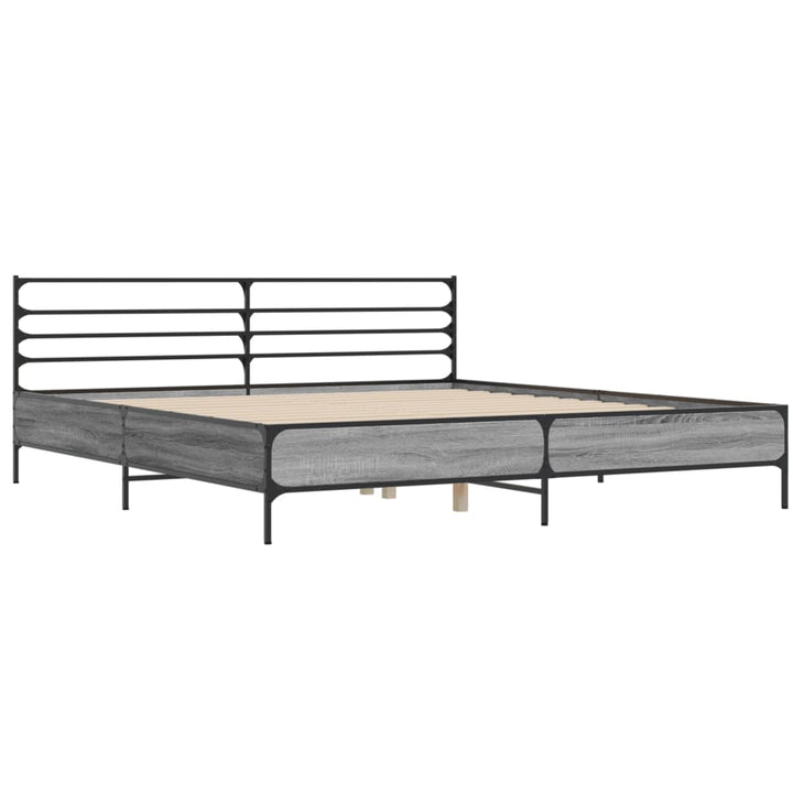 sengestel 200x200 cm konstrueret træ og metal grå sonoma-eg