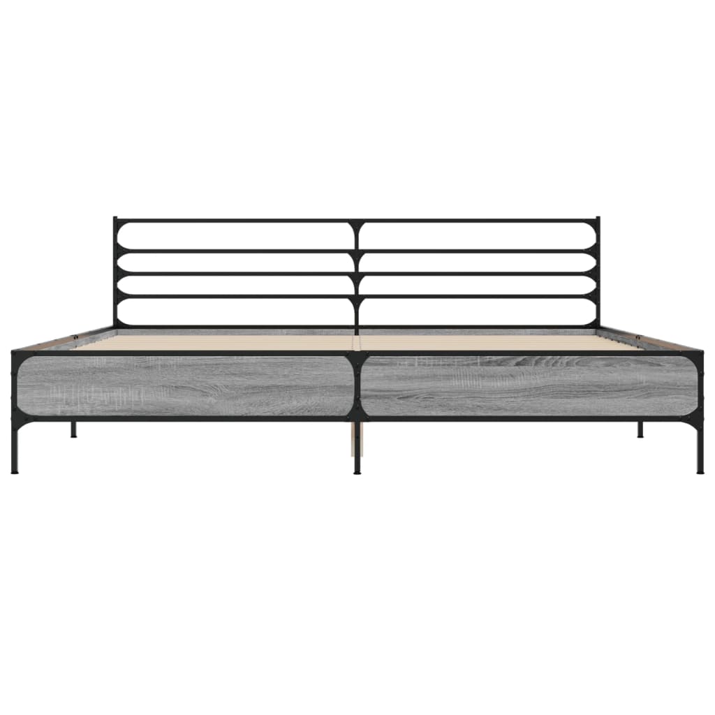 sengestel 200x200 cm konstrueret træ og metal grå sonoma-eg