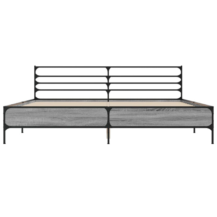 sengestel 200x200 cm konstrueret træ og metal grå sonoma-eg