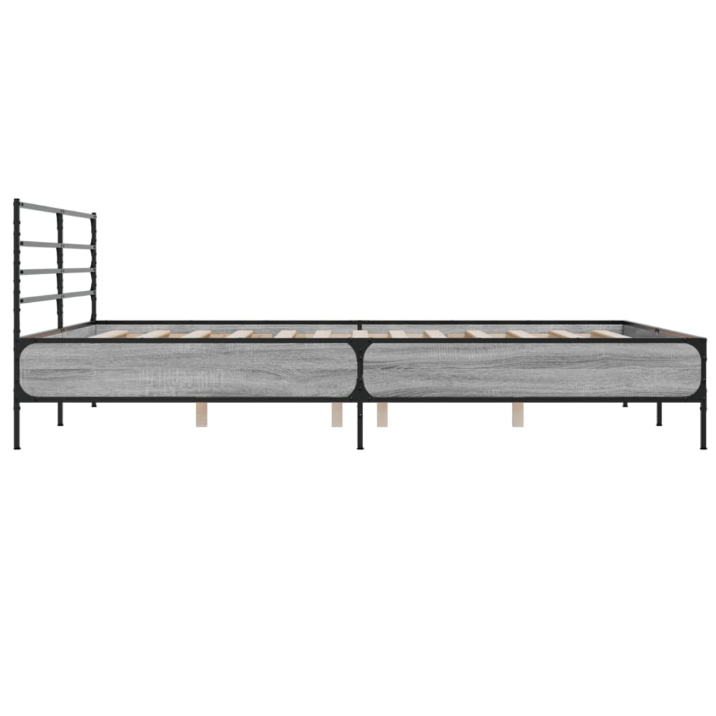 sengestel 200x200 cm konstrueret træ og metal grå sonoma-eg