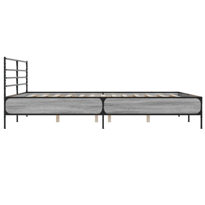 sengestel 200x200 cm konstrueret træ og metal grå sonoma-eg