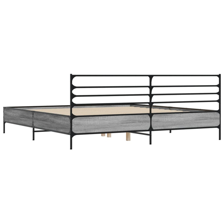 sengestel 200x200 cm konstrueret træ og metal grå sonoma-eg