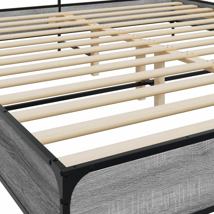 sengestel 200x200 cm konstrueret træ og metal grå sonoma-eg