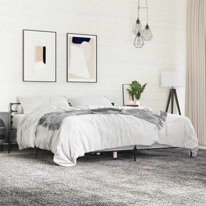 sengestel 200x200 cm konstrueret træ og metal grå sonoma-eg