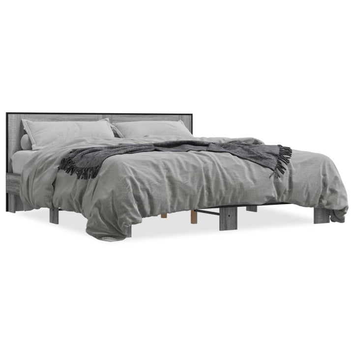 sengestel 200x200 cm konstrueret træ og metal grå sonoma-eg