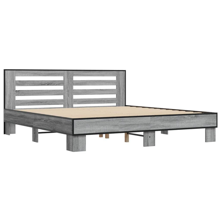 sengestel 200x200 cm konstrueret træ og metal grå sonoma-eg
