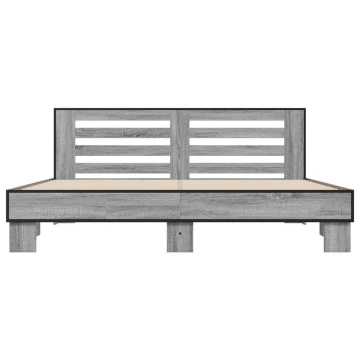 sengestel 200x200 cm konstrueret træ og metal grå sonoma-eg