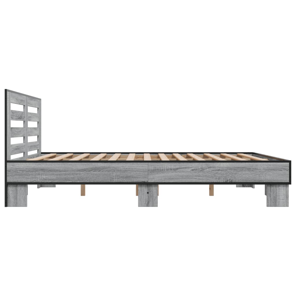 sengestel 200x200 cm konstrueret træ og metal grå sonoma-eg