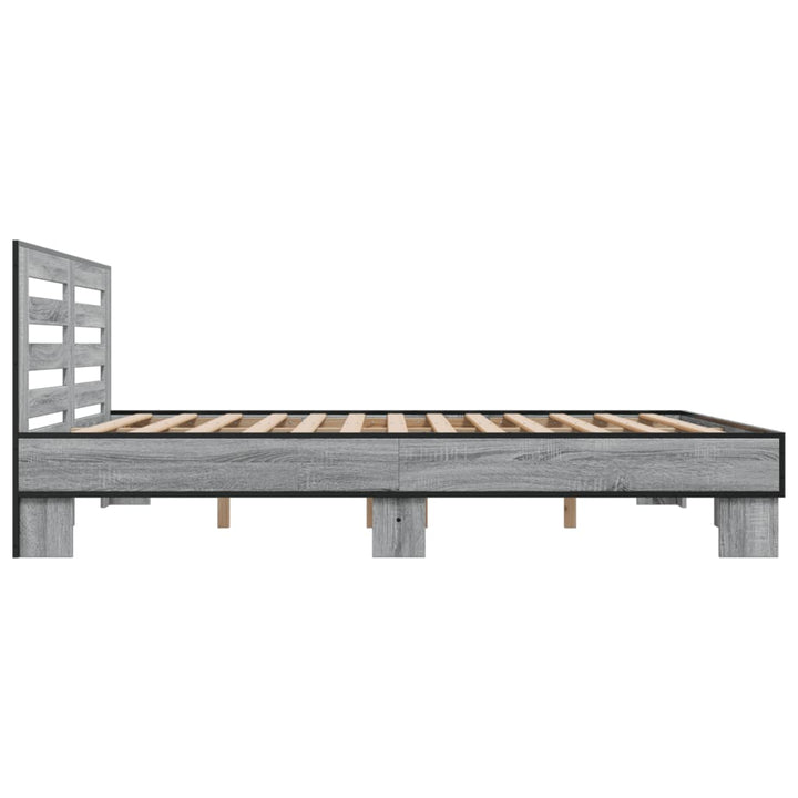 sengestel 200x200 cm konstrueret træ og metal grå sonoma-eg