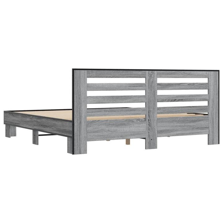 sengestel 200x200 cm konstrueret træ og metal grå sonoma-eg