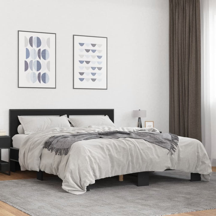 sengestel 160x200 cm konstrueret træ og metal sort