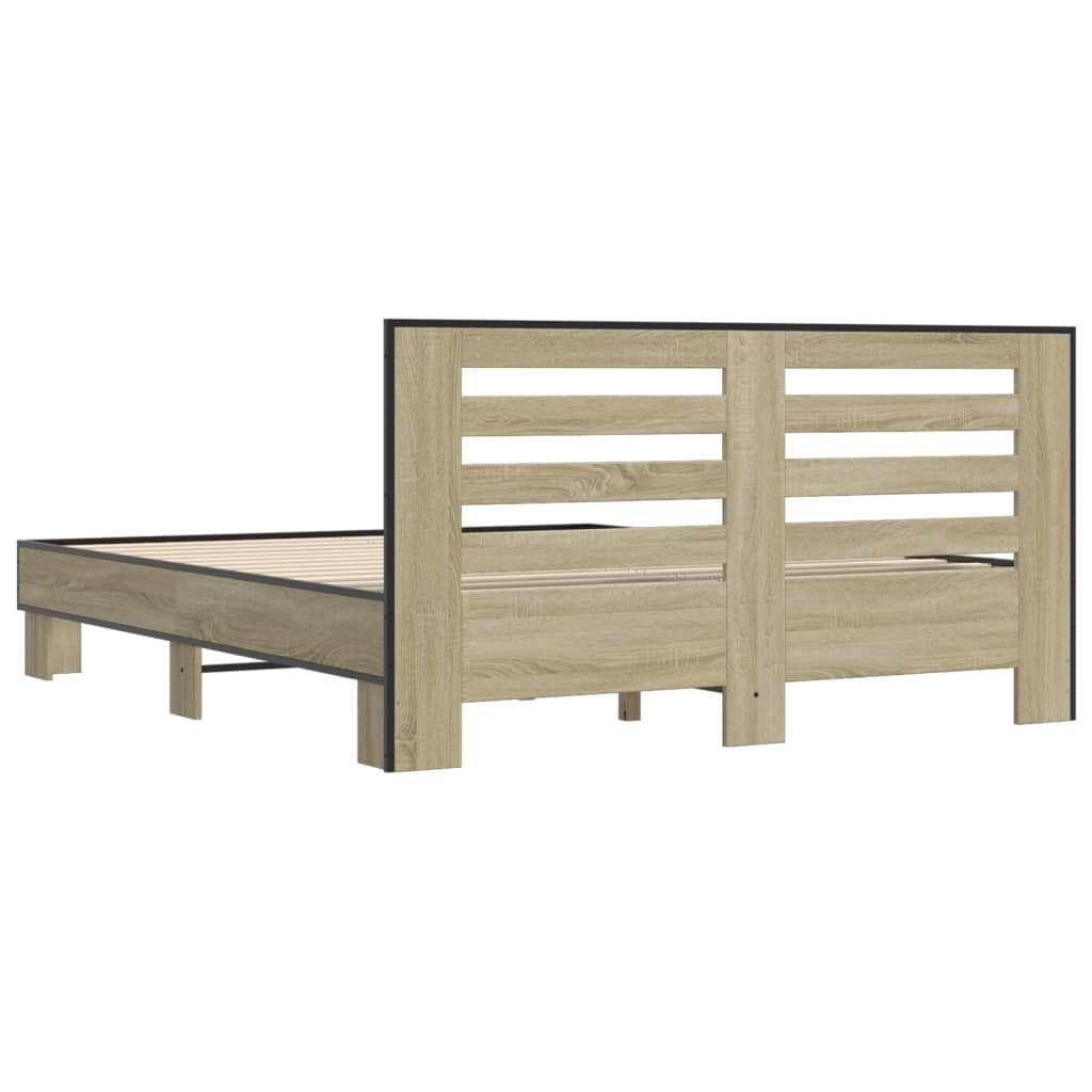 sengestel 160x200 cm konstrueret træ og metal sonoma-eg