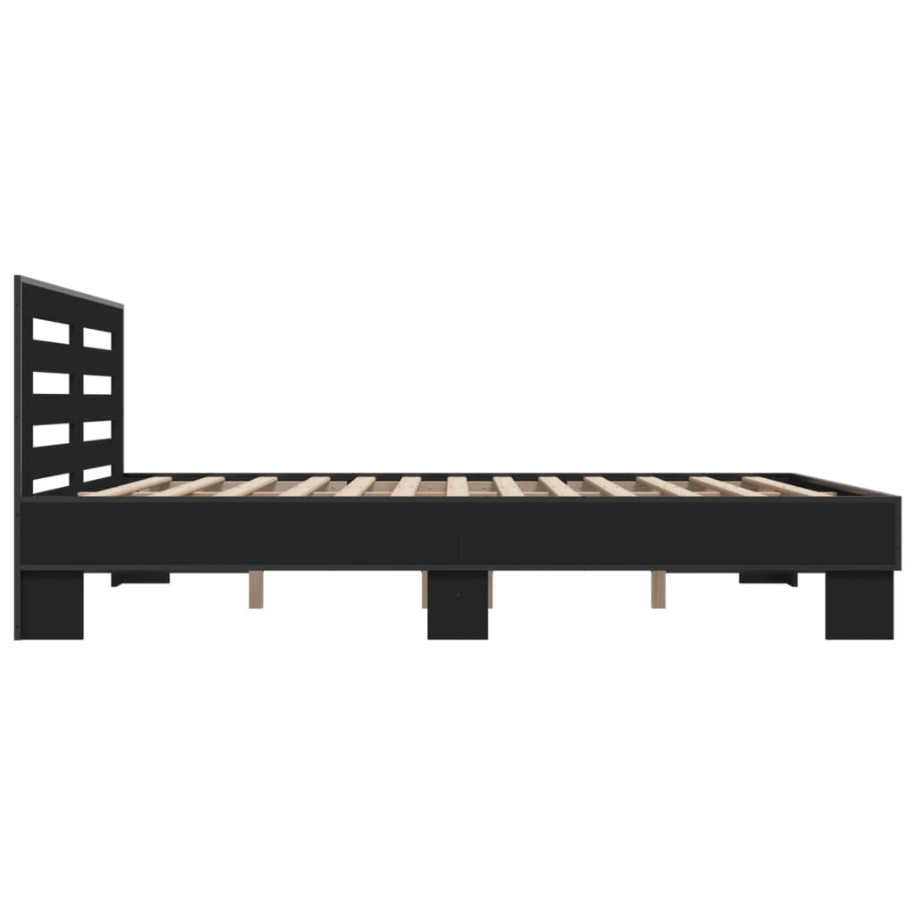 sengestel 150x200 cm konstrueret træ og metal sort