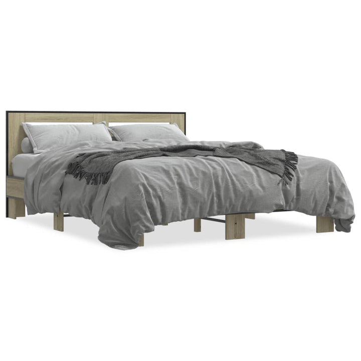 sengestel 150x200 cm konstrueret træ og metal sonoma-eg